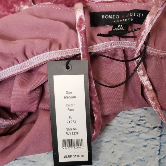 Romeo & Juliet Velvet V Neck Spaghetti Strap Dress - Picture 6 of 7